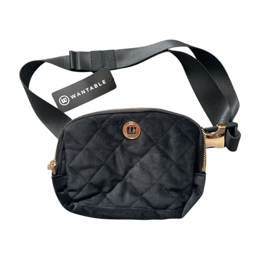 NWT Wantable Black Velvet Quilted Belt Bag - Picture 2 of 4